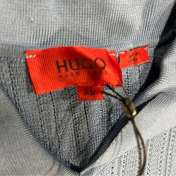 REVOLVE HUGO BOSS Vintage Knit Light Blue Polo Collared Shirt - Picture 7 of 12